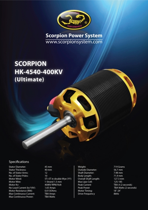 Новинка!!! Scorpion HK-4540-400Kv Ultimate для 14s~18s